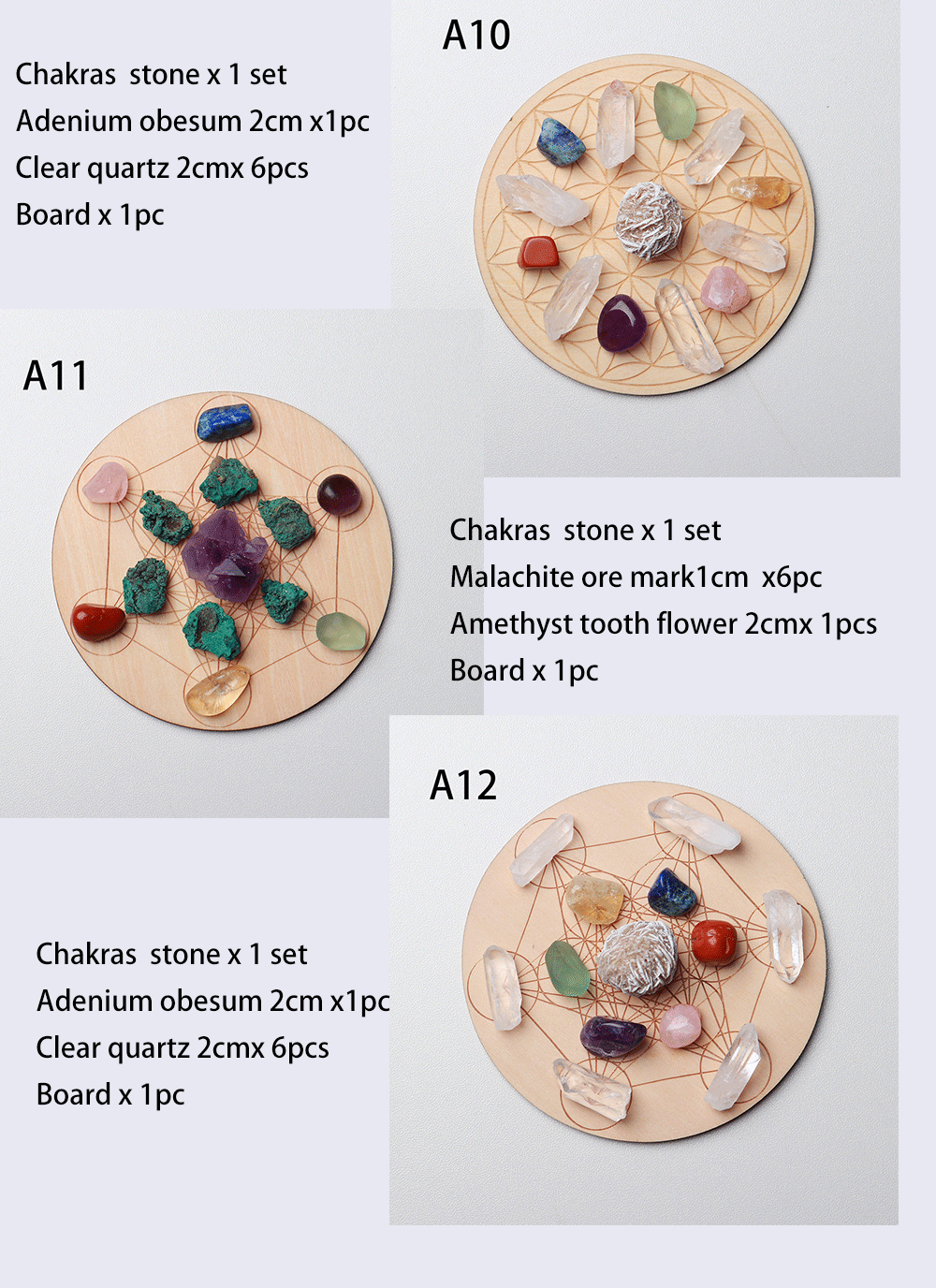 Set de 7 Piedras Chakras con Base de Madera – Arreglo de la Estrella de Siete Puntas | Decoración Energética y Sanación Espiritual