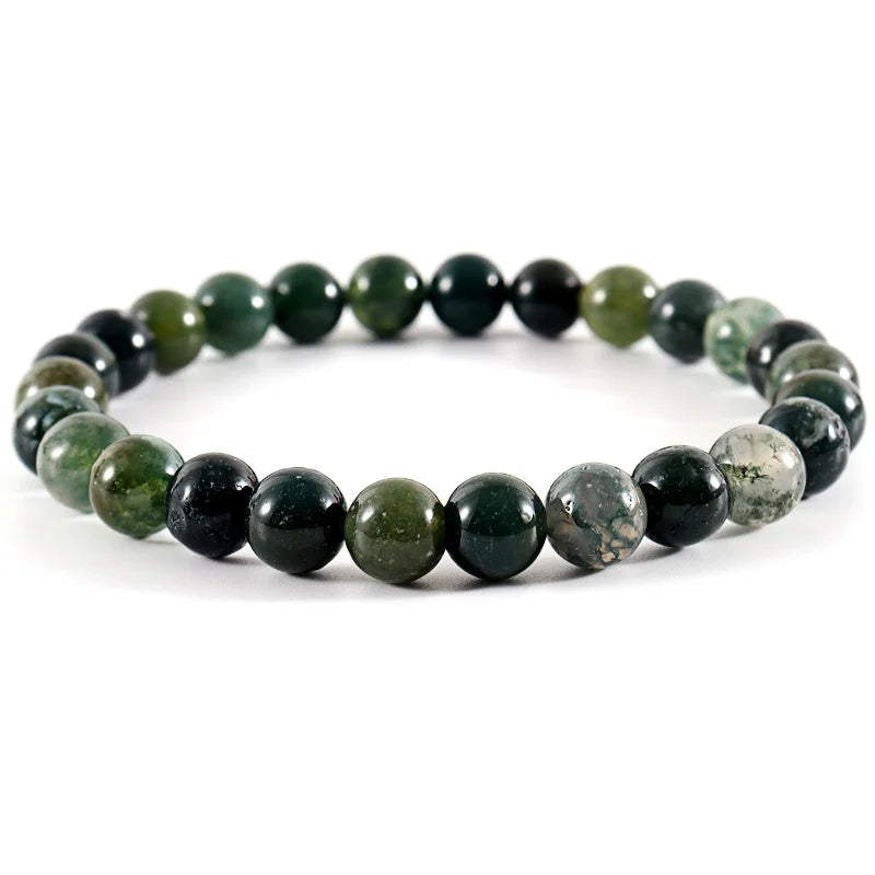KFT Handmade Natural Crystal Quartz Semi Precious 6mm 8mm 10mm Gemstone Healing Reiki Round Beads Stretch Bracelet 7inch