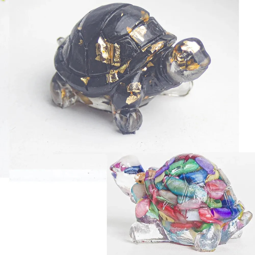 Set de 2 Tortugas de Cristal Natural – Decoración Espiritual con Resina | Sanación, Meditación y Energía Positiva