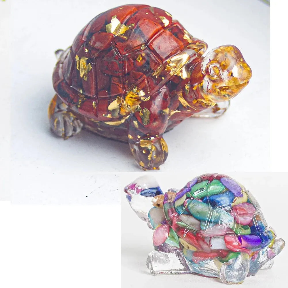Set de 2 Tortugas de Cristal Natural – Decoración Espiritual con Resina | Sanación, Meditación y Energía Positiva
