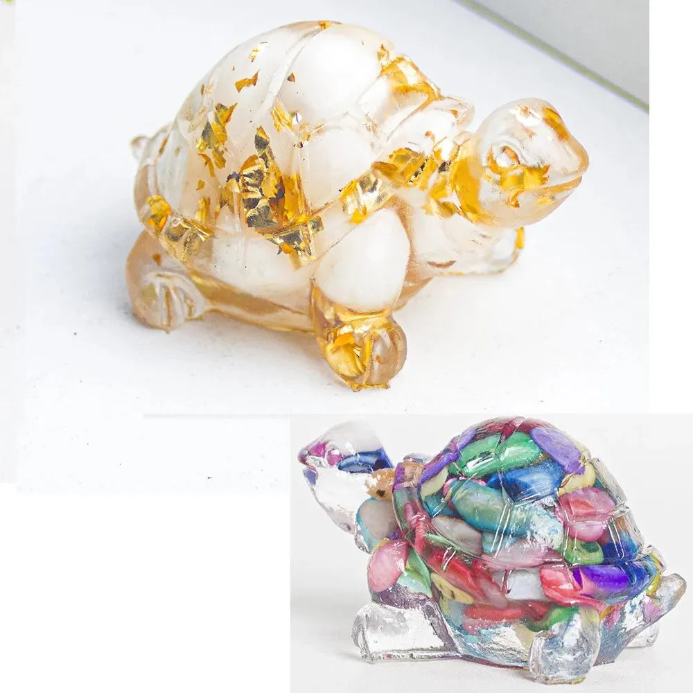 Set de 2 Tortugas de Cristal Natural – Decoración Espiritual con Resina | Sanación, Meditación y Energía Positiva
