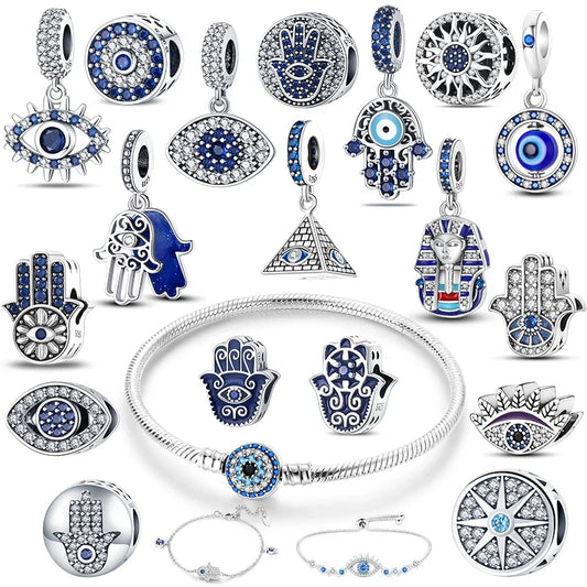 Charm Ojo Turco Plateado 925 – Cuentas Demon Eye para Pulseras y Brazaletes DIY