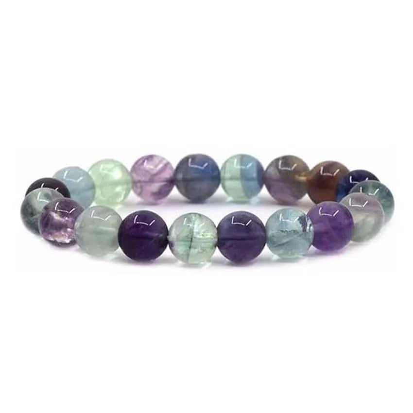 KFT Handmade Natural Crystal Quartz Semi Precious 6mm 8mm 10mm Gemstone Healing Reiki Round Beads Stretch Bracelet 7inch