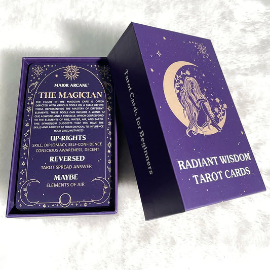 Tarot Clásico para Principiantes – Radiant Wisdom Tarot (78 Cartas + Guía PDF)