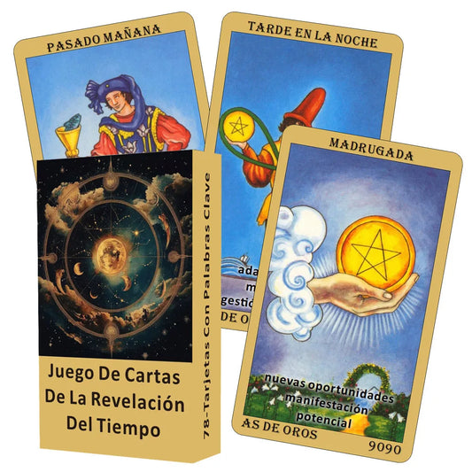 Tarot Clásico en Español – Baraja “La Revelación del Tiempo” con 78 Cartas y Palabras Clave