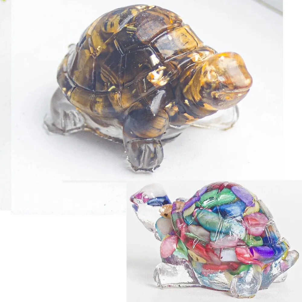 Set de 2 Tortugas de Cristal Natural – Decoración Espiritual con Resina | Sanación, Meditación y Energía Positiva