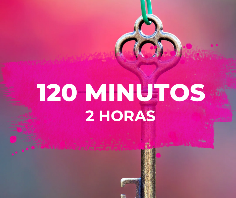 Llave antigua sobre fondo de colores con texto que destaca coaching espiritual con Nayrin Lambert de 120 minutos